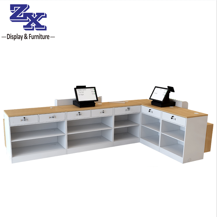 2020 hot sale retail store counter with display self, cashier convenience grocery retail store furniture with drawer