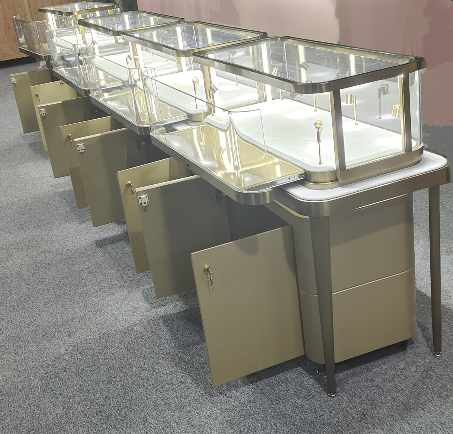 High end display jewelry glass showcase counter for luxury jewelry store