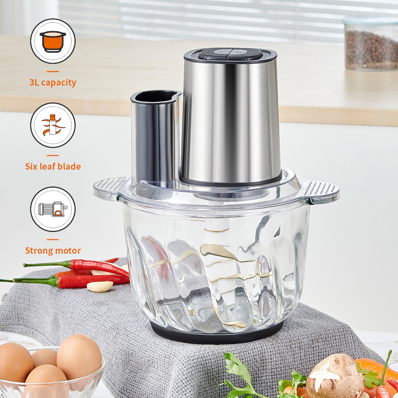 New Design 4/6 Golden Blades Pure Copper 3L Meat Chopper Vegetable Home Glass Stainless Steel Electric Meat Grinder