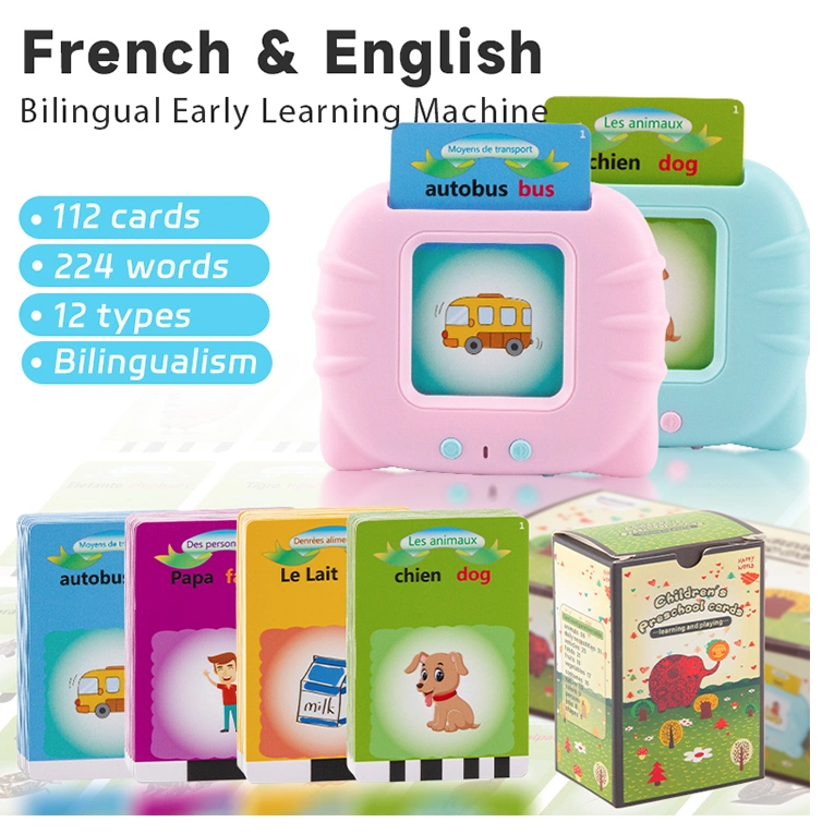 Talking flash cards Montessori educational toys Talking Flashcards Learning machine Flash cards for kids Toddlers Arabic English