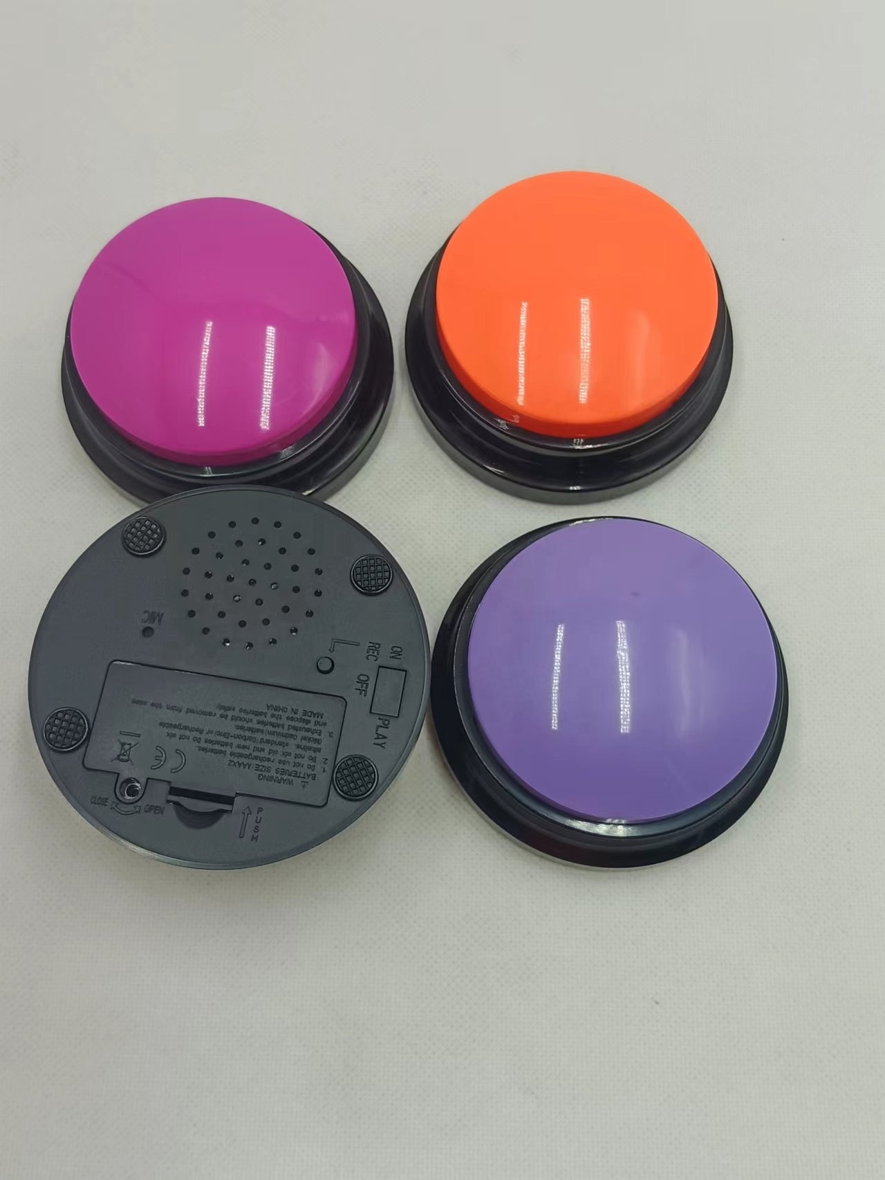 Set of 4 funny easy talking buttons custom speaking sound button dog talk buzzer