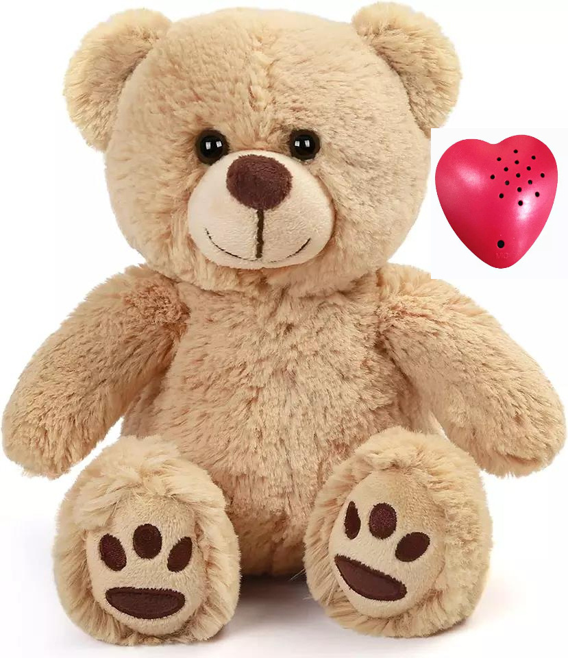 plush toy with back zipper teddy bear with voice recorder sound module heartbeat teddy bear voice