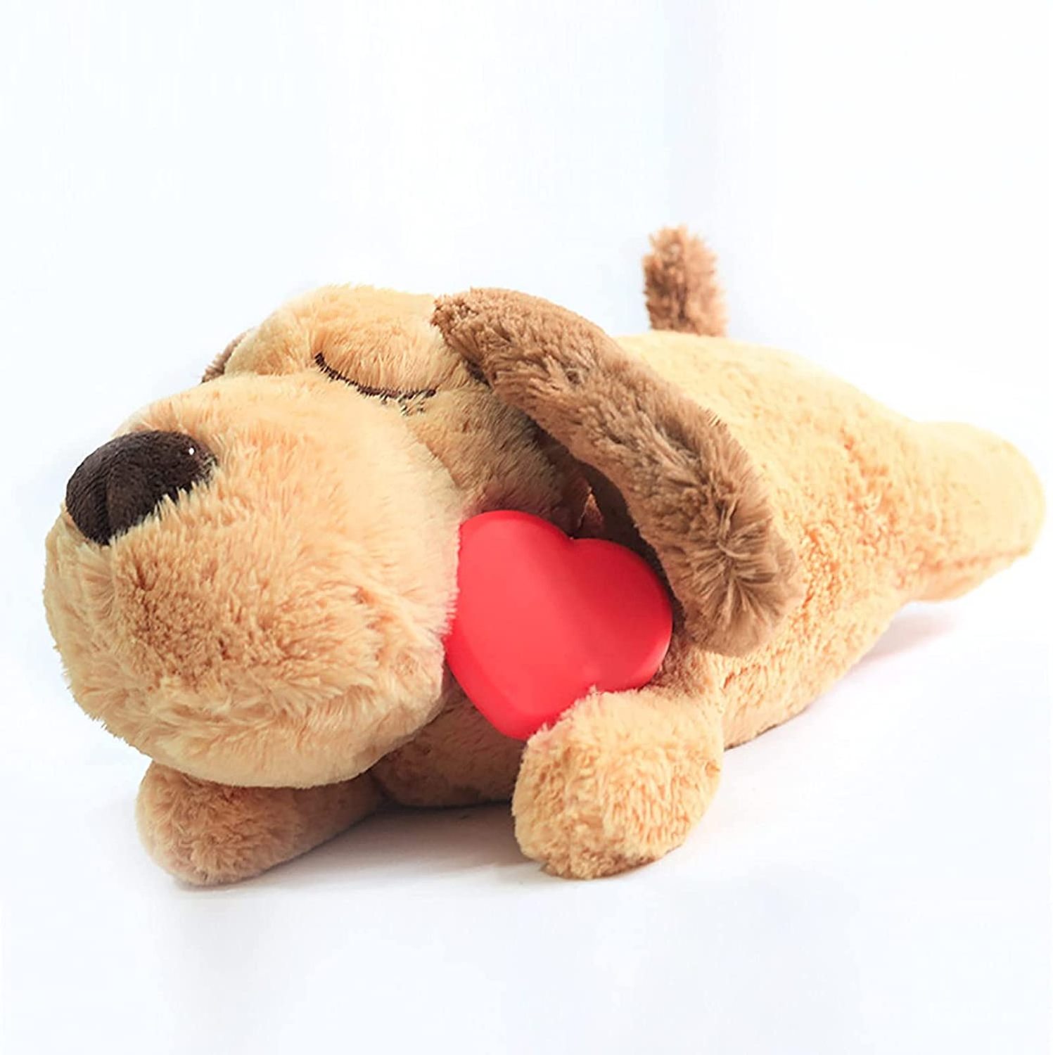 Plush Heartbeat Toy Pet Anxiety Relief Accompany Sleeping Toy Comfortable Plush Puppy Stuffed Pet Dog Toy With Heartbeat Module