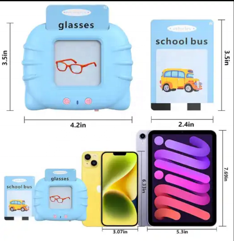 Talking flash cards learning toy toddlers Portable Arabic Spanish English language card reader machine learning toy