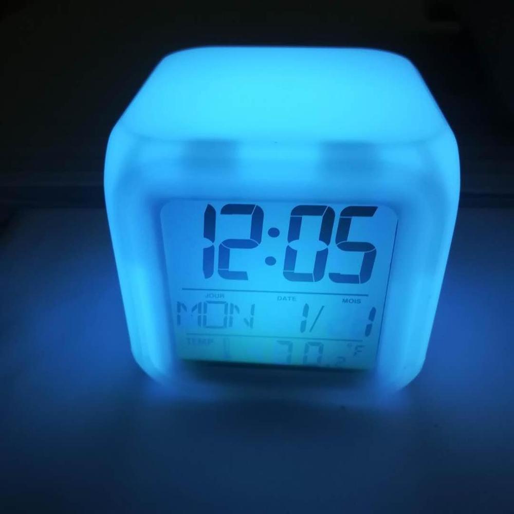 Hot Sale Colorful Led Digital Wall Clock 7 LED Colour Changing Digital Alarm Clock