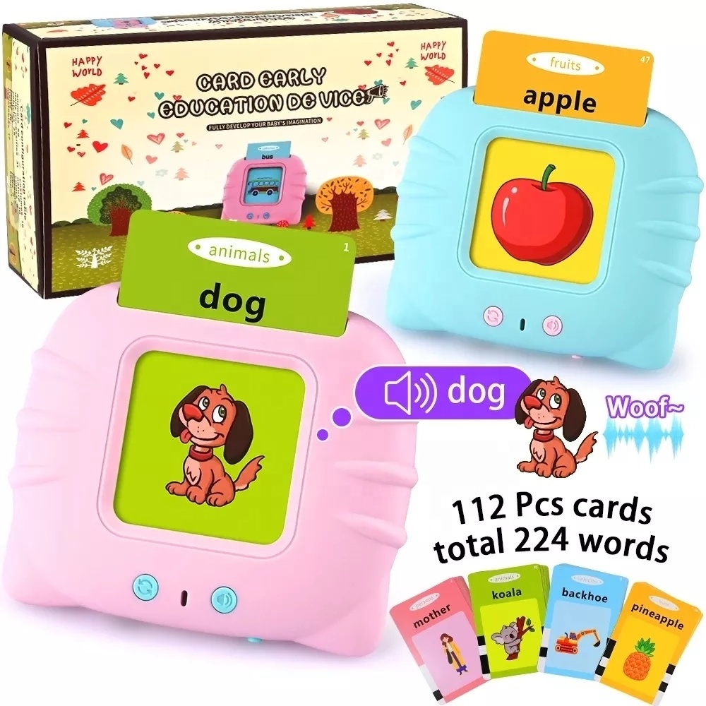 talking flash cards learning toys pink Talking Flashcards Learning Toys for Toddlers Montessori Toy Flash Card for Age 2 3 4 5 6