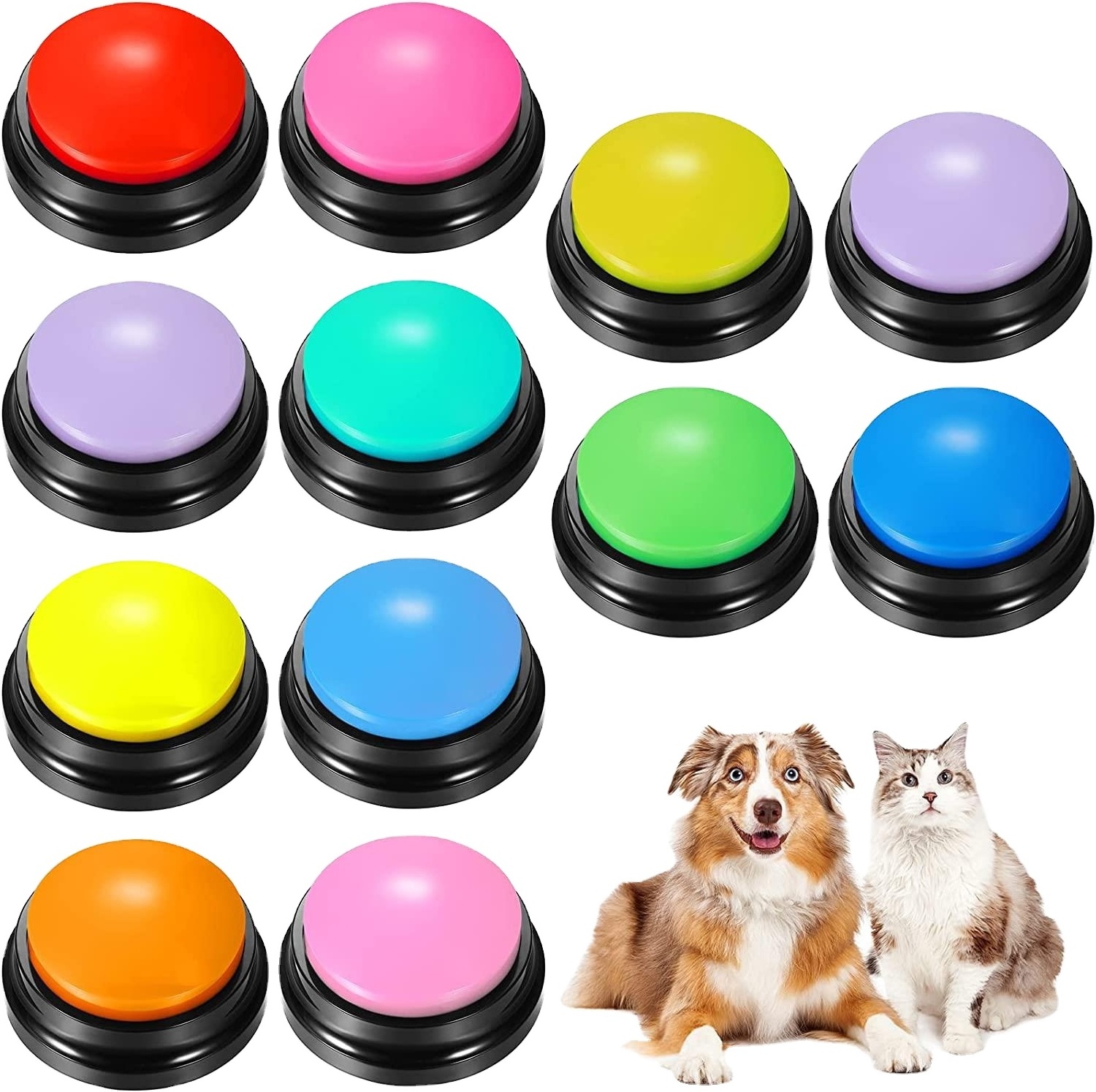 Dog Talk Smart Automatic Recordable Speaking Pet Feeder Buttons Set With Mat For Dogs Communication