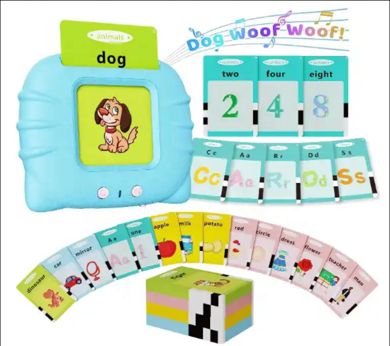 Talking flash cards learning toy toddlers Portable Arabic Spanish English language card reader machine learning toy