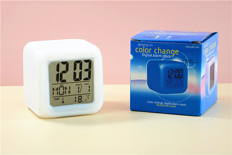 Led Cube Sublimation Alarm Clock Digital Table Flip Timing Wooden Plastic CLASSIC Color Changing Rectangle 7 Colors Calendars