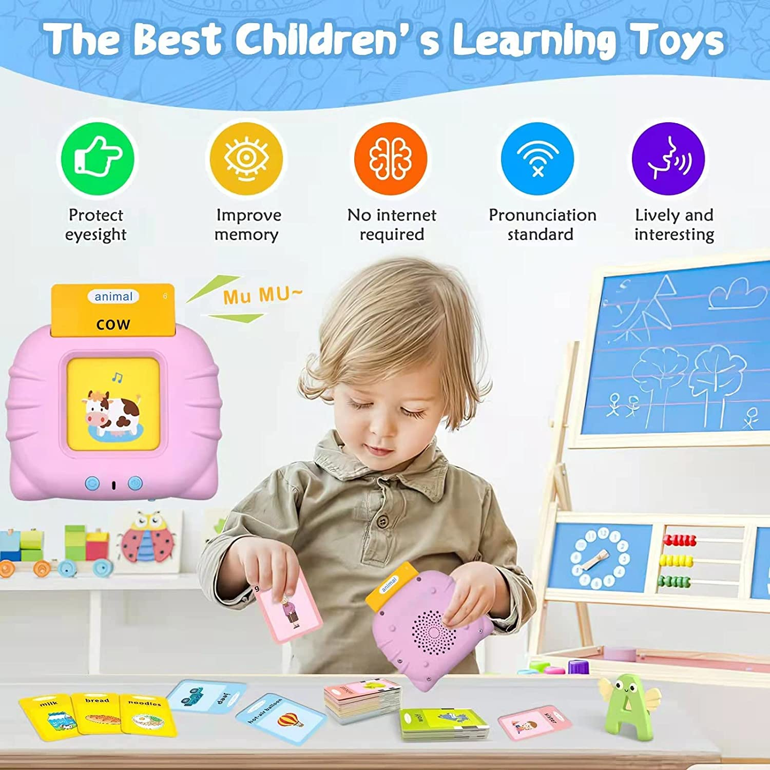 Talking flashcards language enlightenment toys for toddlers preschool educational learning toys flash cards machine for Kids