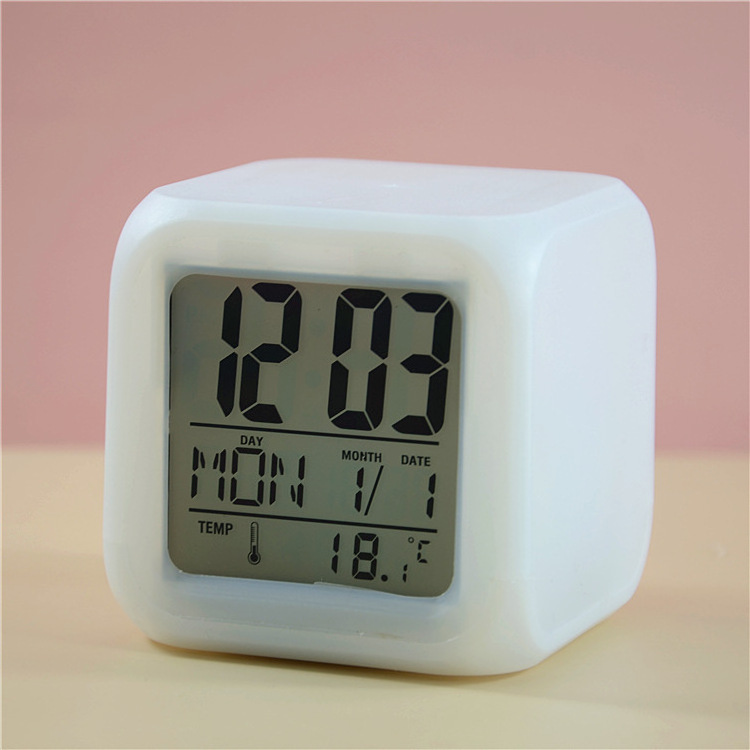 Led Cube Sublimation Alarm Clock Digital Table Flip Timing Wooden Plastic CLASSIC Color Changing Rectangle 7 Colors Calendars