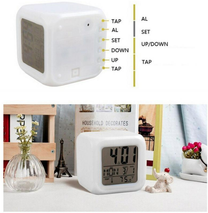 Led Cube Sublimation Alarm Clock Digital Table Flip Timing Wooden Plastic CLASSIC Color Changing Rectangle 7 Colors Calendars