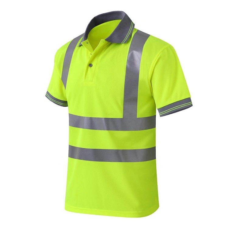 OEM Reflective Sport Tshirt Safety Road Construction Wear Short Sleeve Polo Shirt Hi Vis Men Outdoor Work T-Shirt