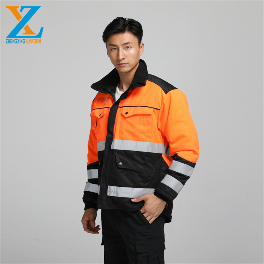 winter road traffic construction outside safety working suit lining reflective stripe waterproof hi vis jacket