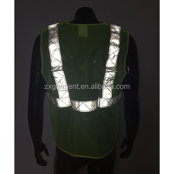 Custom Wholesale Neon Yellow Lightweight Transparent Reflective Mesh Safety Vest Hi Vis