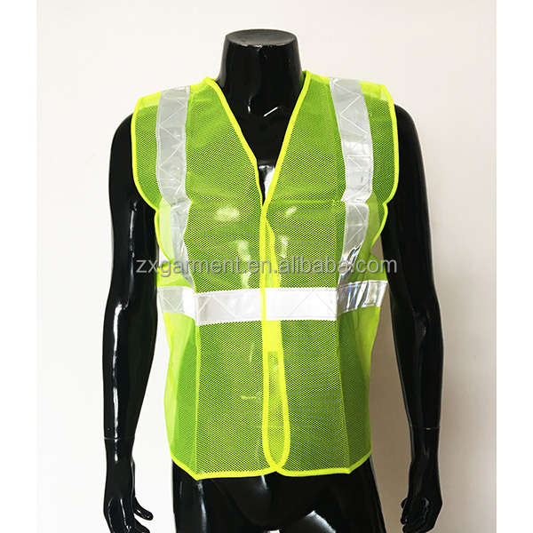 Custom Wholesale Neon Yellow Lightweight Transparent Reflective Mesh Safety Vest Hi Vis