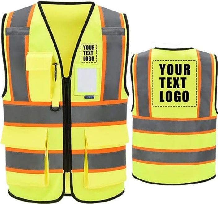 High Visibility Reflective 2 two tone Safety Vest for Women Men Security with Pockets Zipper Road Safety work  Vest