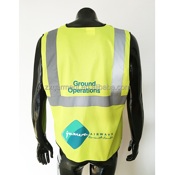 Customizable Heat Press Print Multi Logos Custom Exhibition 100% Polyester Safety Vest Hi Vis