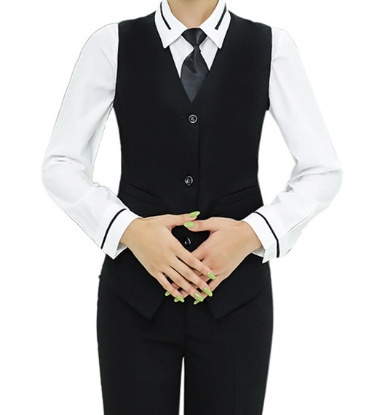 Custom Reception Uniform Sets Women Hotel Front Desk Wear Workwear Suit Design Vest Shirt Pants Ladies Skirt