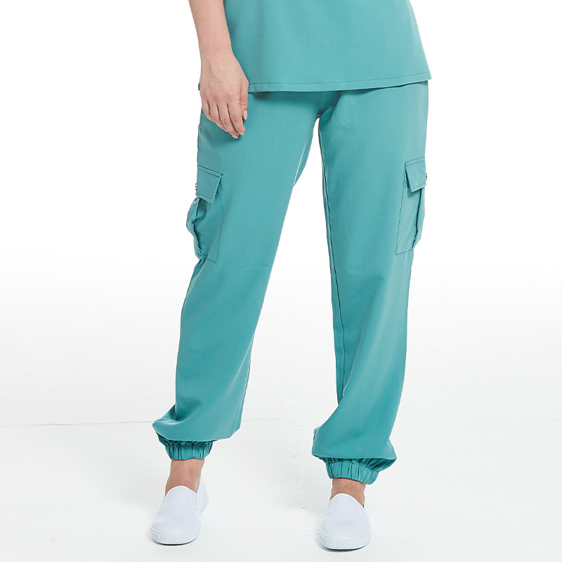 Multi Pocket Ladies Wear Casual Jogger Trousers Hospital Beauty Salon Women Work Cargo Scrub Pants 6 Pocket