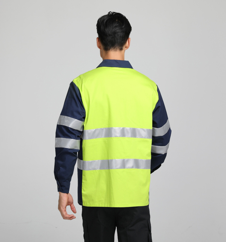 Hi Vis Reflective Tape Road Safty Long Sleeve Shirt, 100% Cotton Fabric Anti-pilling Work Shirt/Safty Clothes