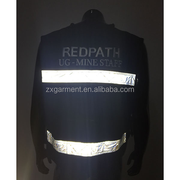 Custom Made High Visibility Multi Pocket Black Warning Reflective Road Safety Vest Black Safety Vest