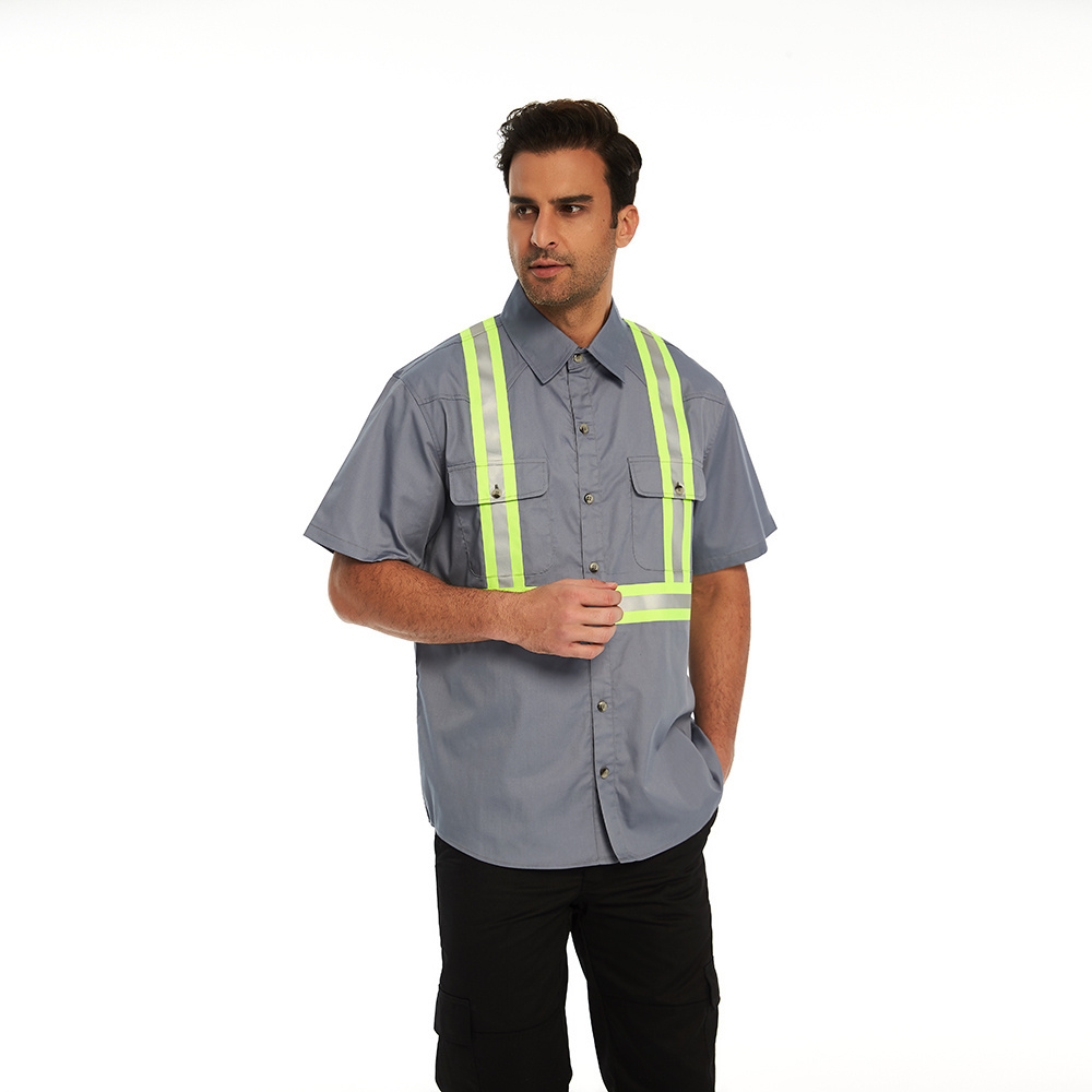 Short Sleeve Fire Retardant Fr Shirt Construction Wear Safety Workwear Industrial Frc Reflective Work Clothing