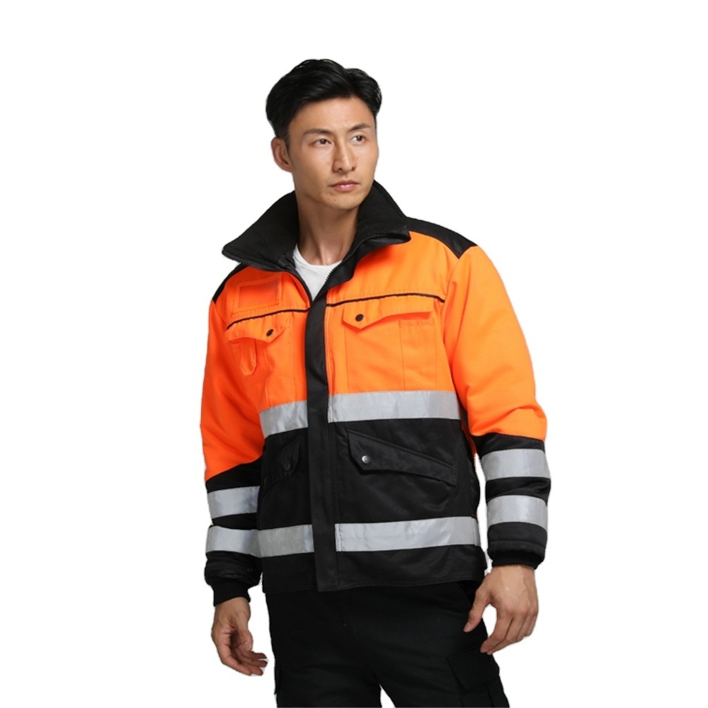 winter road traffic construction outside safety working suit lining reflective stripe waterproof hi vis jacket