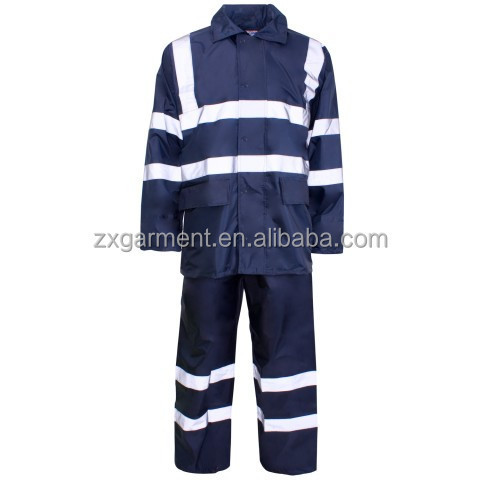 Polyester/PVC Hi Vis Rainwear Rainsuit waterproof rain overall high visibility jackets reflective work clothing