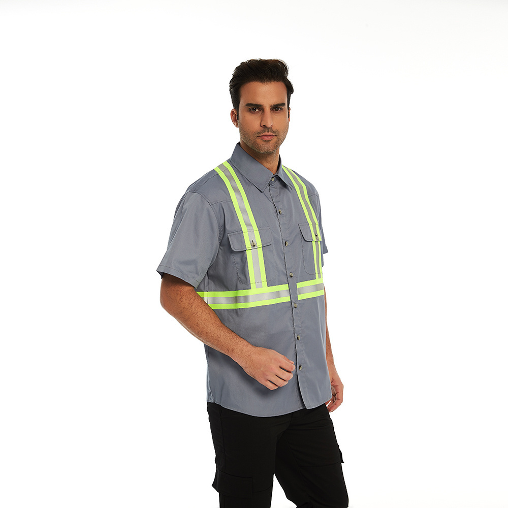 Short Sleeve Fire Retardant Fr Shirt Construction Wear Safety Workwear Industrial Frc Reflective Work Clothing