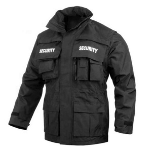 Mens Guard Security Uniform Jacket Multi Pocket Softshell M65 Field Tactical Cargo Jacket Outdoor Woodland Jungle