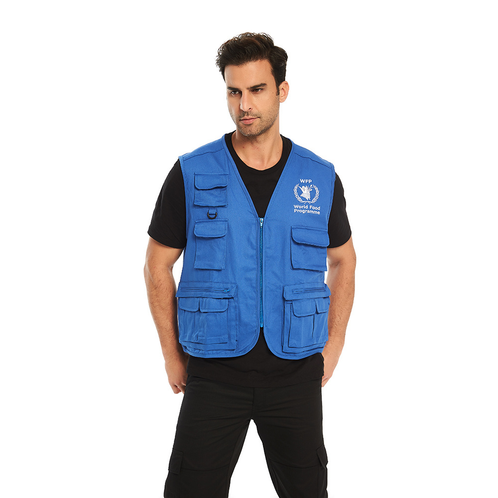 High Quality Custom Mens Utility Workwear Tool Unisex Multi Pockets Advertising Work Vest