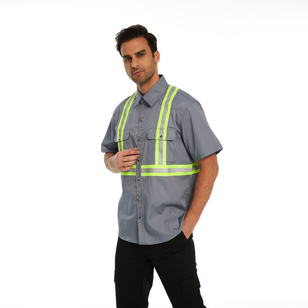 Short Sleeve Fire Retardant Fr Shirt Construction Wear Safety Workwear Industrial Frc Reflective Work Clothing