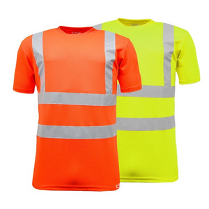 OEM Reflective Sport Tshirt Safety Road Construction Wear Short Sleeve Polo Shirt Hi Vis Men Outdoor Work T-Shirt