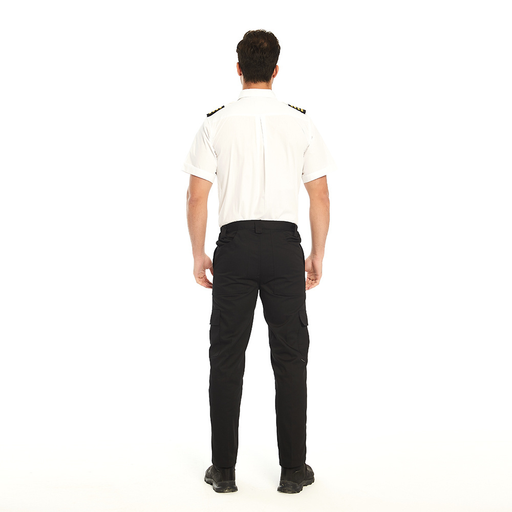 Custom White Pilot Uniform Sets Men Shirts Trousers Suit Airline Staff Costume Captain Uniforms