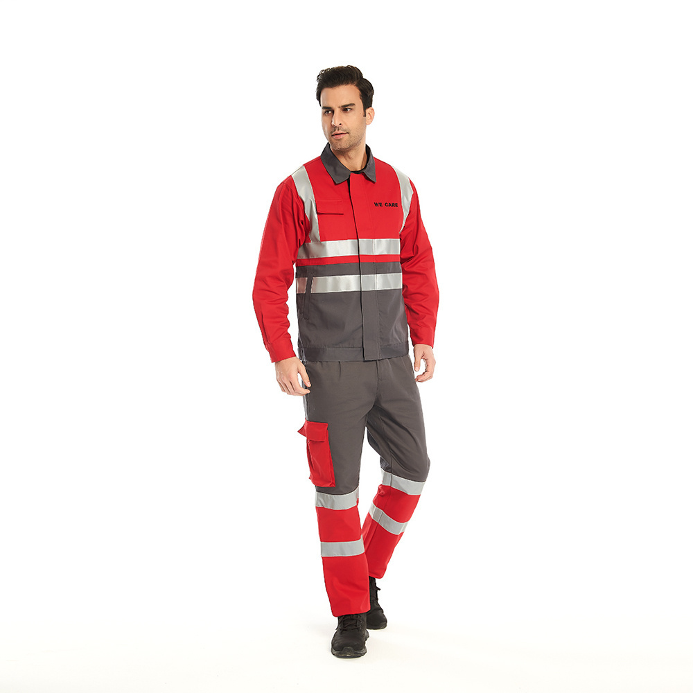 Custom Hi Vis Safety Workwear Reflective Tops Pants Uniform Sets High Visibility Outdoor Construction Work Clothing Suit