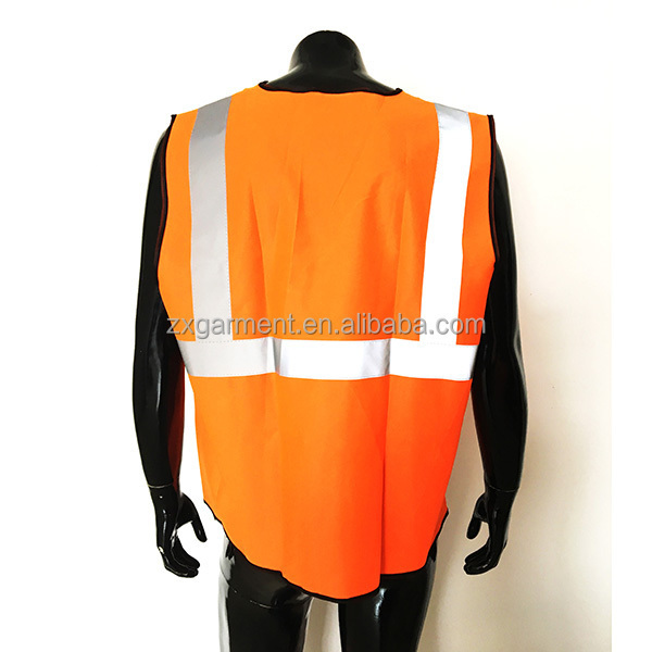 Customize Outdoor Protective Workwear Construction Worker Reflective Road Orange Safety Vest Hi Vis