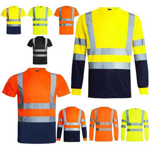 Protective Wholesale Hi Vis Security Work Construction Reflection Safety High Visibility T-shirts Reflective Long short shirt