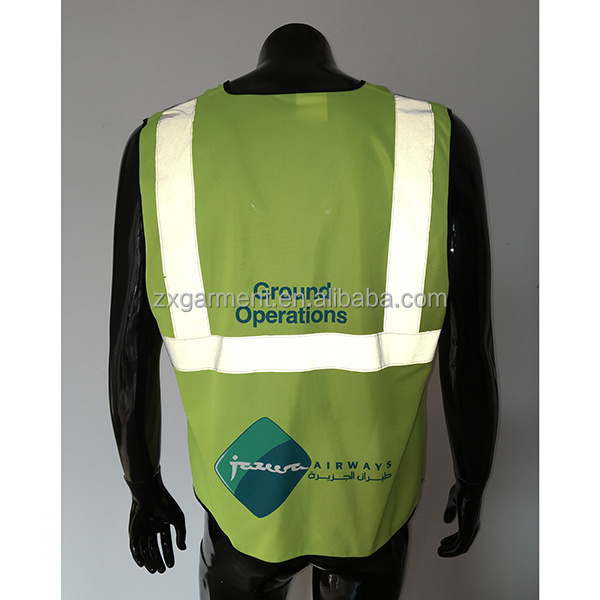 Customizable Heat Press Print Multi Logos Custom Exhibition 100% Polyester Safety Vest Hi Vis