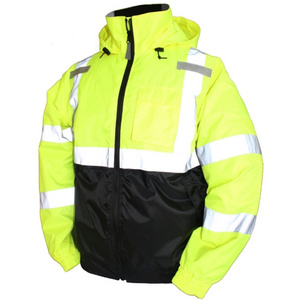 Hi Vis Reflective Construction Jacket ANSI Class 3 Bomber Safety Work Jacket Waterproof