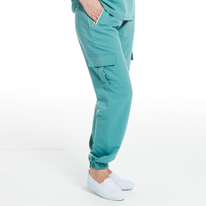 Multi Pocket Ladies Wear Casual Jogger Trousers Hospital Beauty Salon Women Work Cargo Scrub Pants 6 Pocket