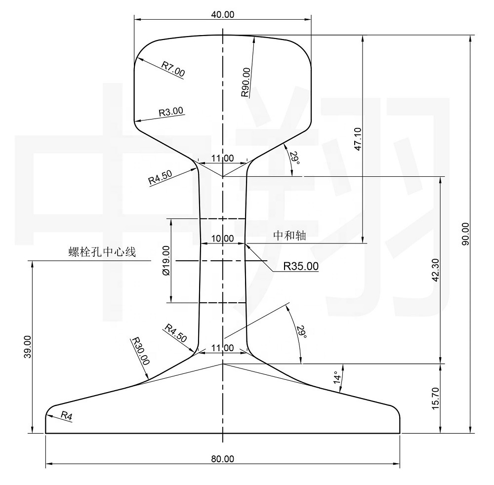 GB standard railway track P18 light steel rail 18kg/m with 6m/pc