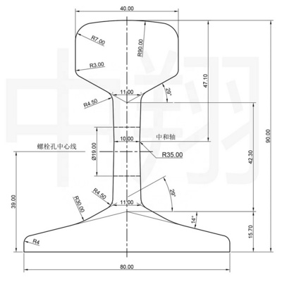 GB standard railway track P18 light steel rail 18kg/m with 6m/pc