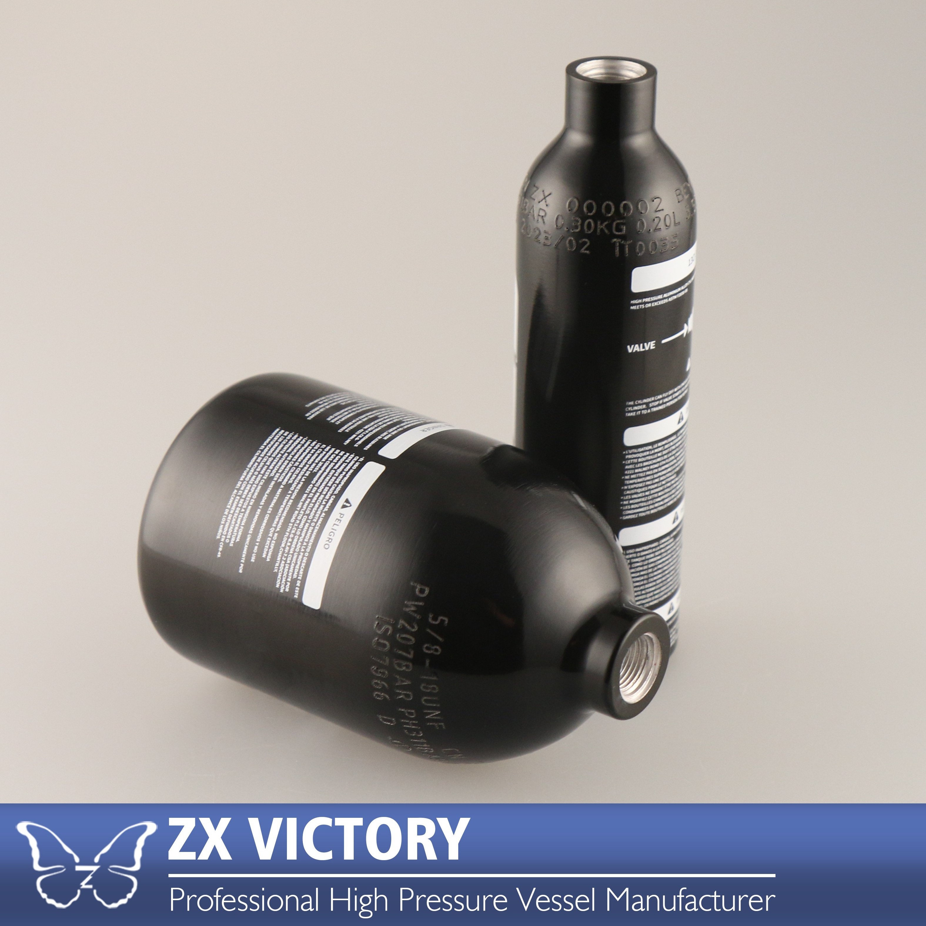 ZX 12oz TPED Paintball Tank Aluminum Cylinder PCP CO2 Bottle High Pressure Air Tank 125bar 1800psi Regulator Factory Direct