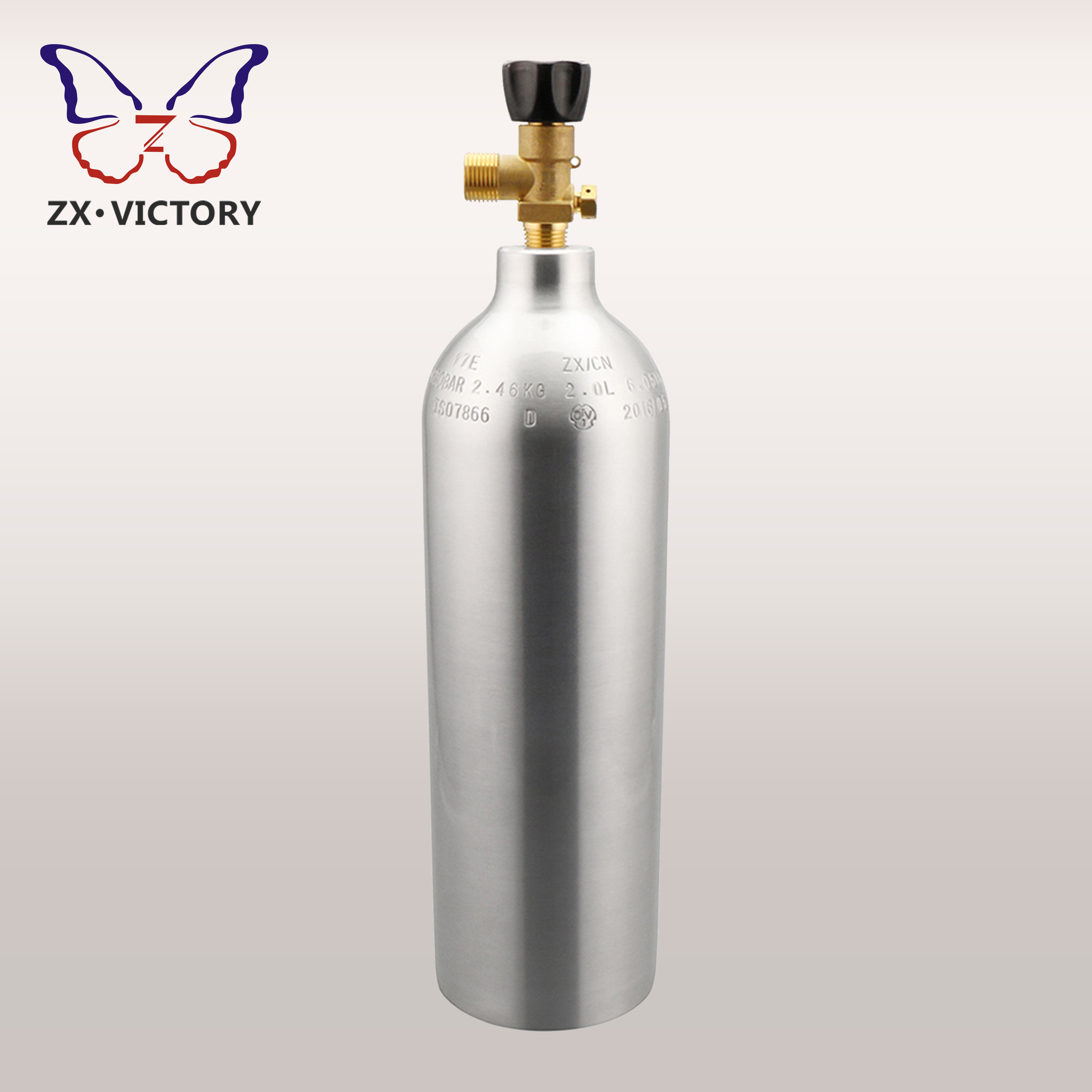 ZX TPED 2L CO2 Aluminum Cylinder 1.5kg CO2 Tank for Soda Machine  Sparkling Water Carbonated Beverage Dispenser