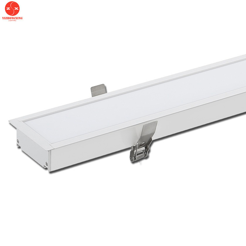 Seamless Aluminum Profile Recessed LED Linear Light Fixture Ce Certified Linear LED Ceiling Lamp Shopping Malls Office Buildings