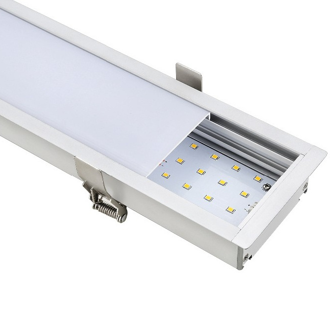 Seamless Aluminum Profile Recessed LED Linear Light Fixture Ce Certified Linear LED Ceiling Lamp Shopping Malls Office Buildings