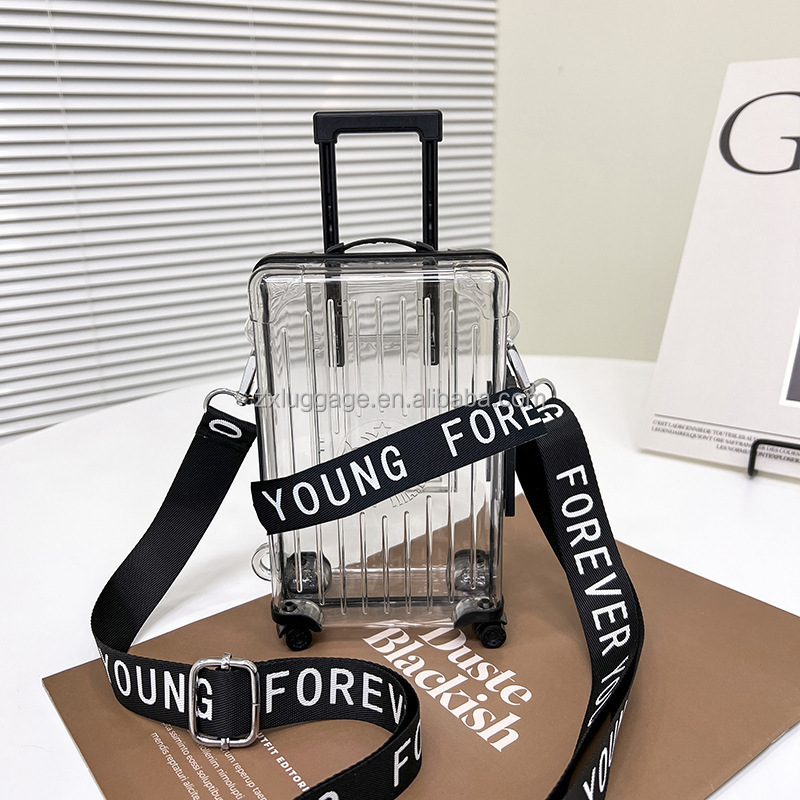 New Fashion Zipperless Handbags 2023 Forever Young Transparent PC Lady Design Mini Suitcase For Young Lady And Children