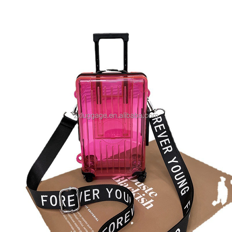 New Fashion Zipperless Handbags 2023 Forever Young Transparent PC Lady Design Mini Suitcase For Young Lady And Children