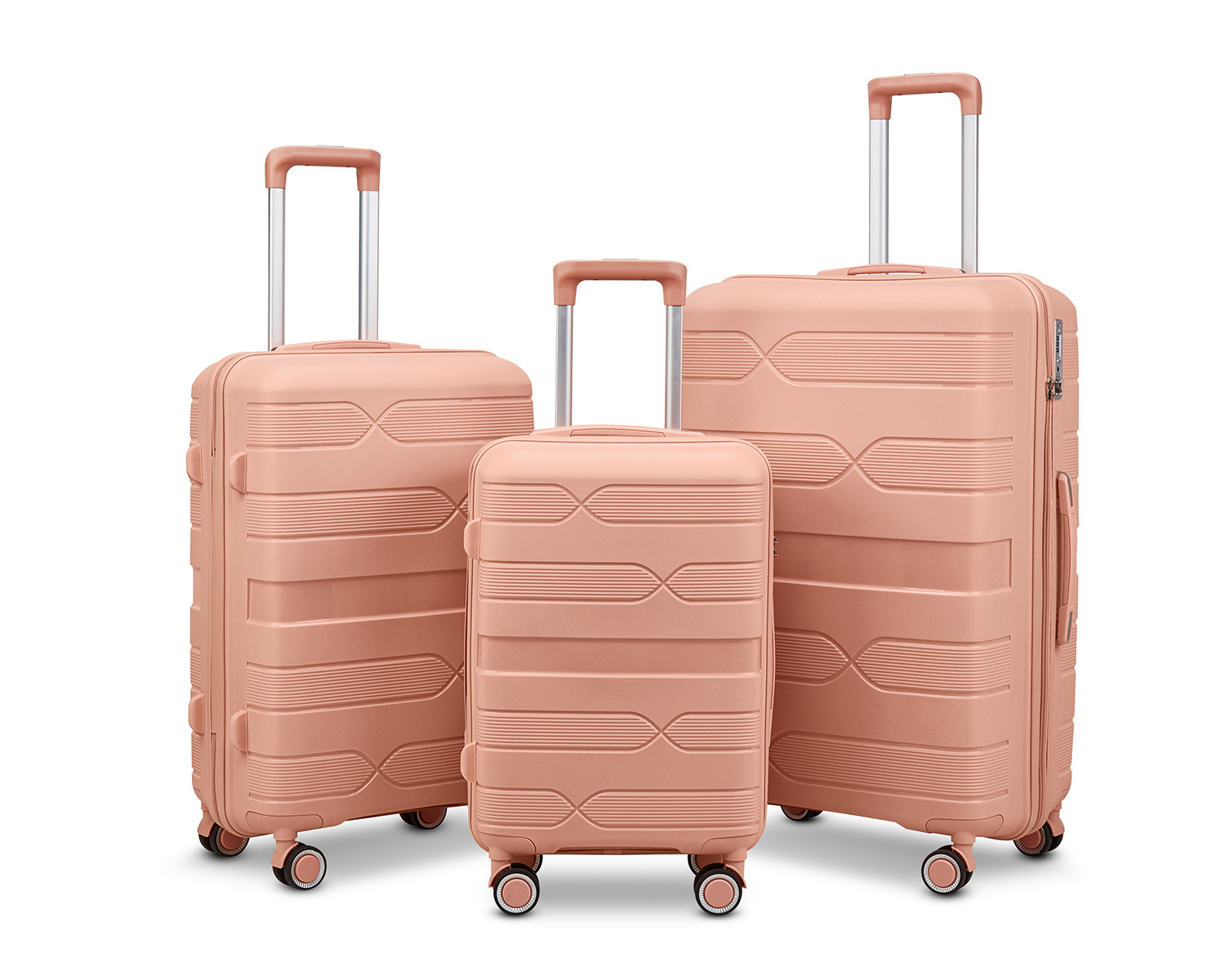 20/24/28 inch pink color pp trolley suitcase lightweight 3pcs luggage set pp high quality trolley bag luggage set